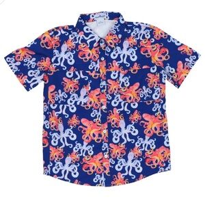 NWT Blue Quail Short Sleeve UFP 50 Fishing Shirt in Octopus Print, Size 5